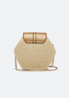 Bolsa Feminina Hexagonal Amira Pequena Dourada de Palha