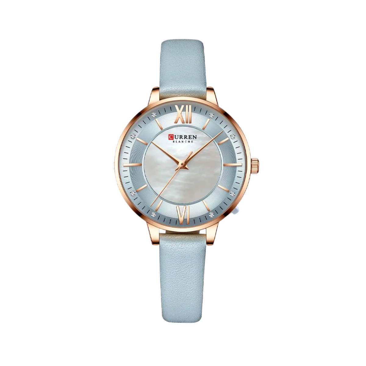 Relógio Feminino Pulseira de Couro Azul - Curren 9080A