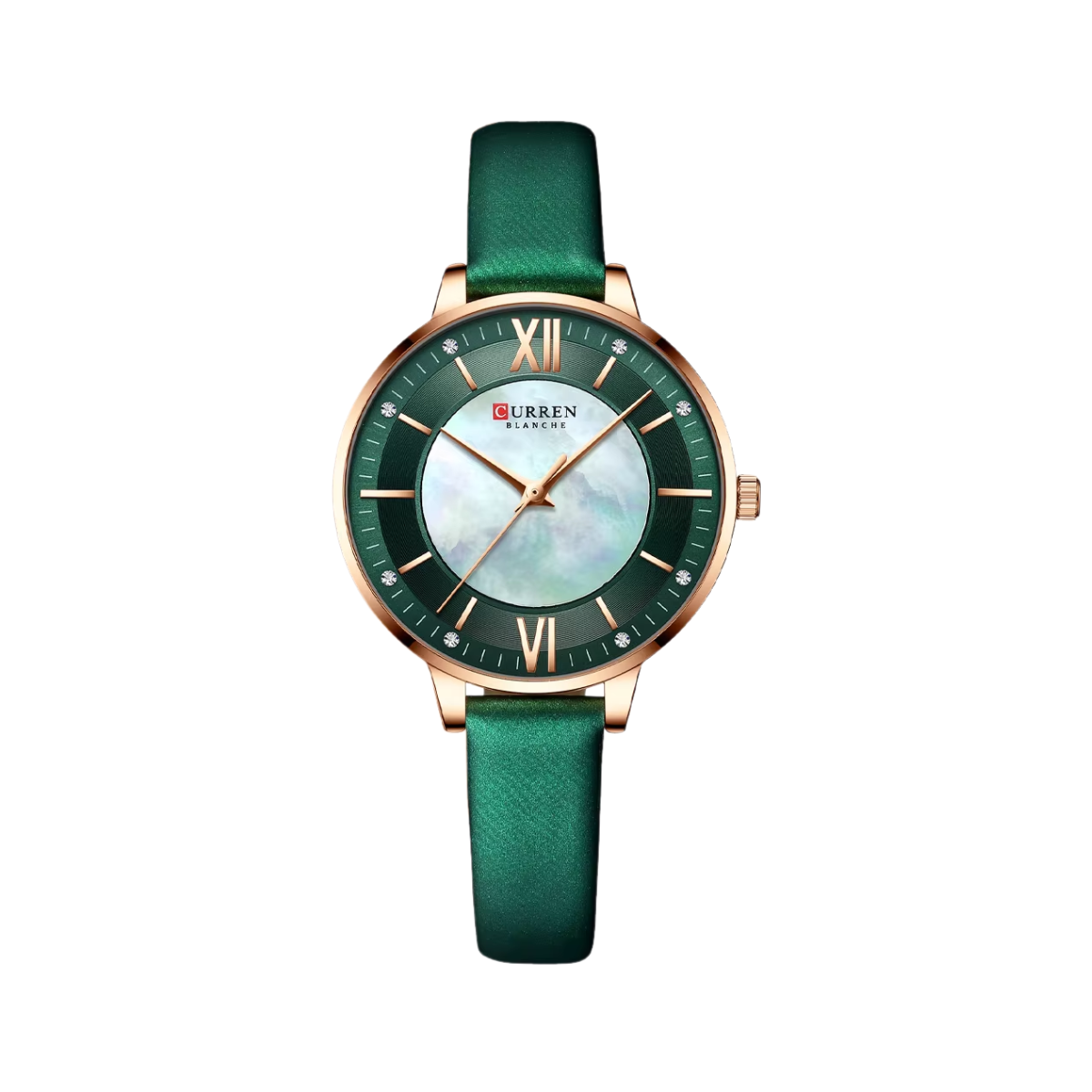 Relógio Feminino Pulseira de Couro Verde - Curren 9080C