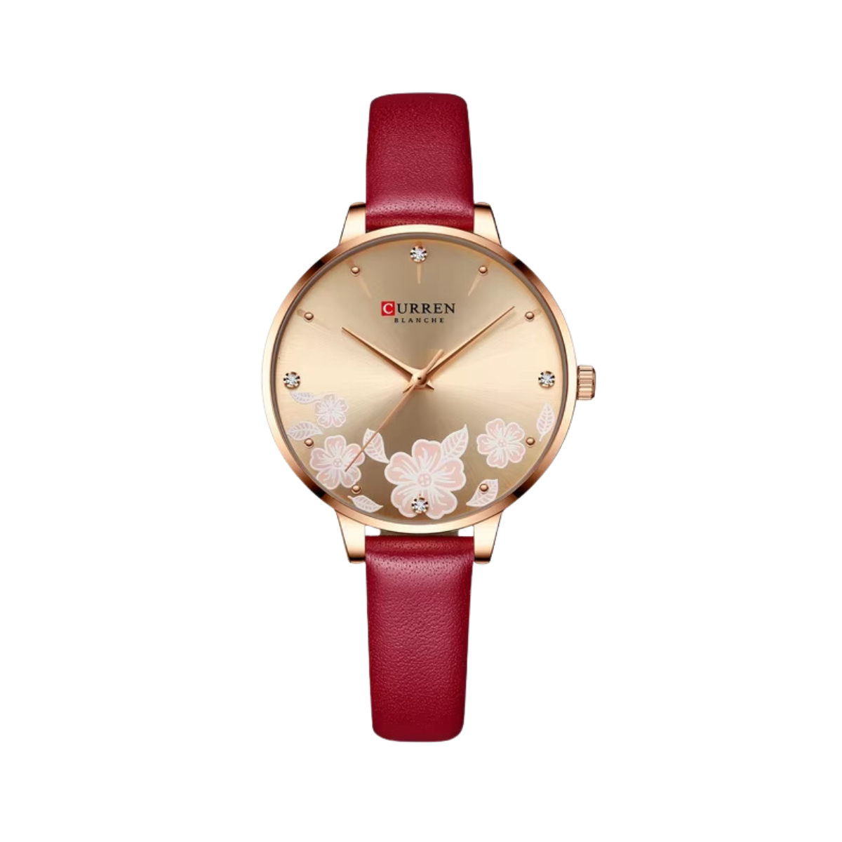 Relógio Feminino Pulseira de Couro Vermelho - Curren 9068A