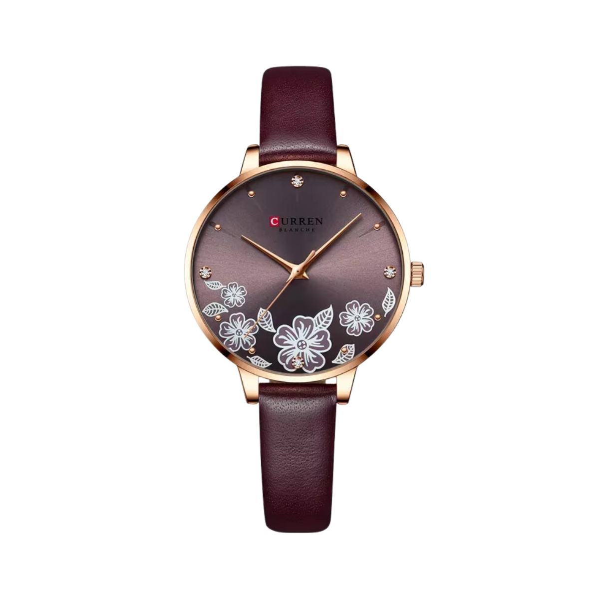 Relógio Feminino Pulseira de Couro Café - Curren 9068B