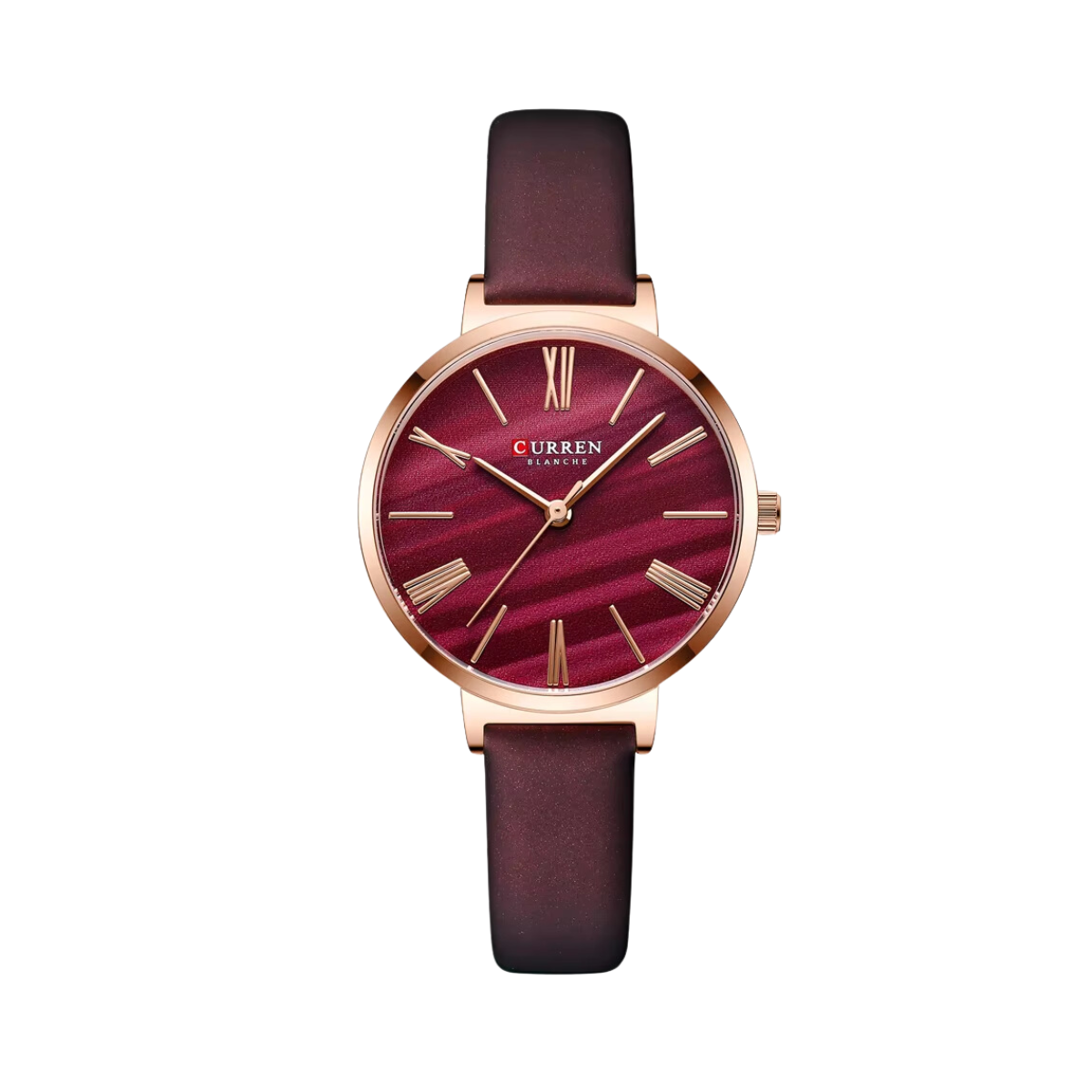 Relógio Feminino Pulseira de Couro Vermelho - Curren 9076