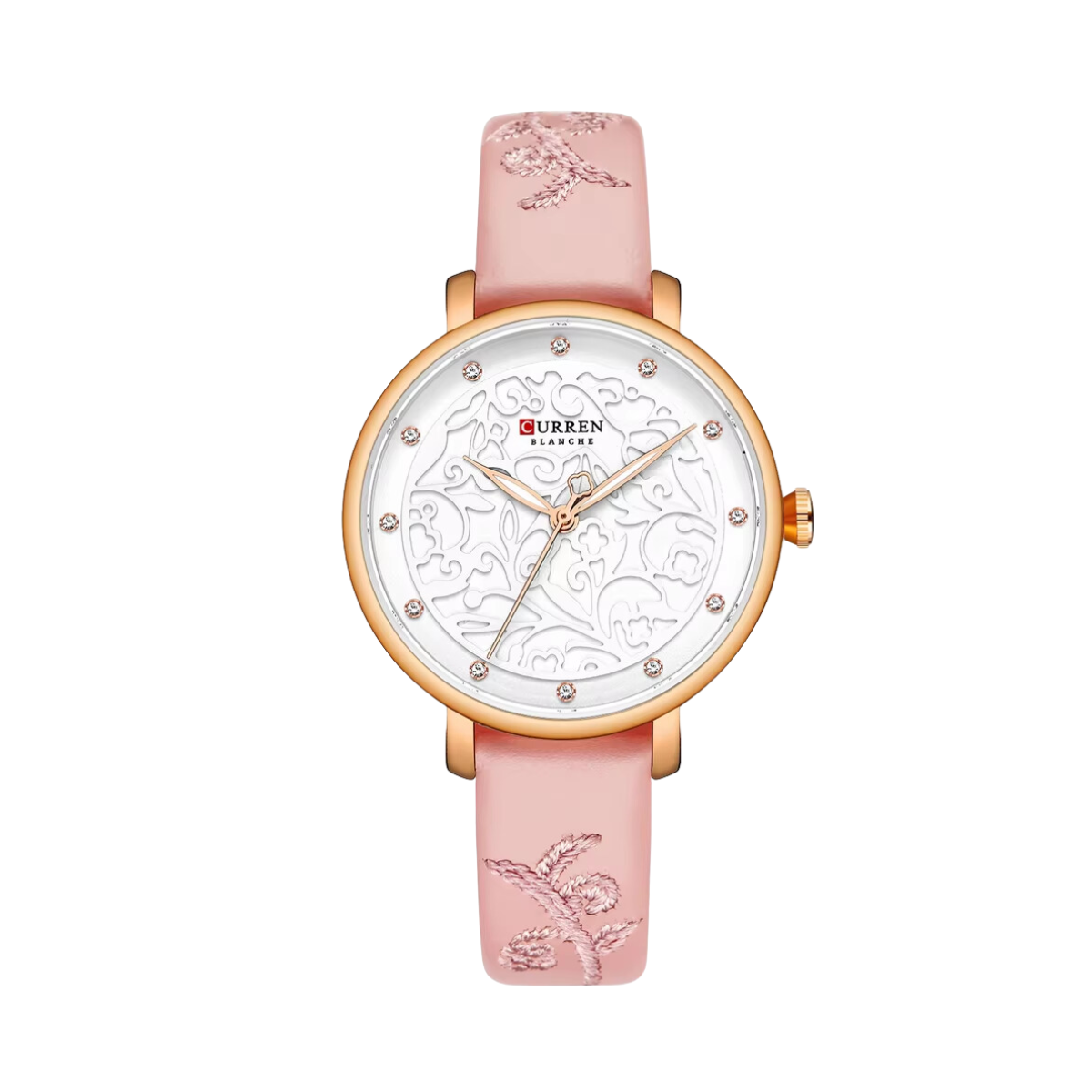 Relógio Feminino Pulseira de Couro Rosa - Curren 9046