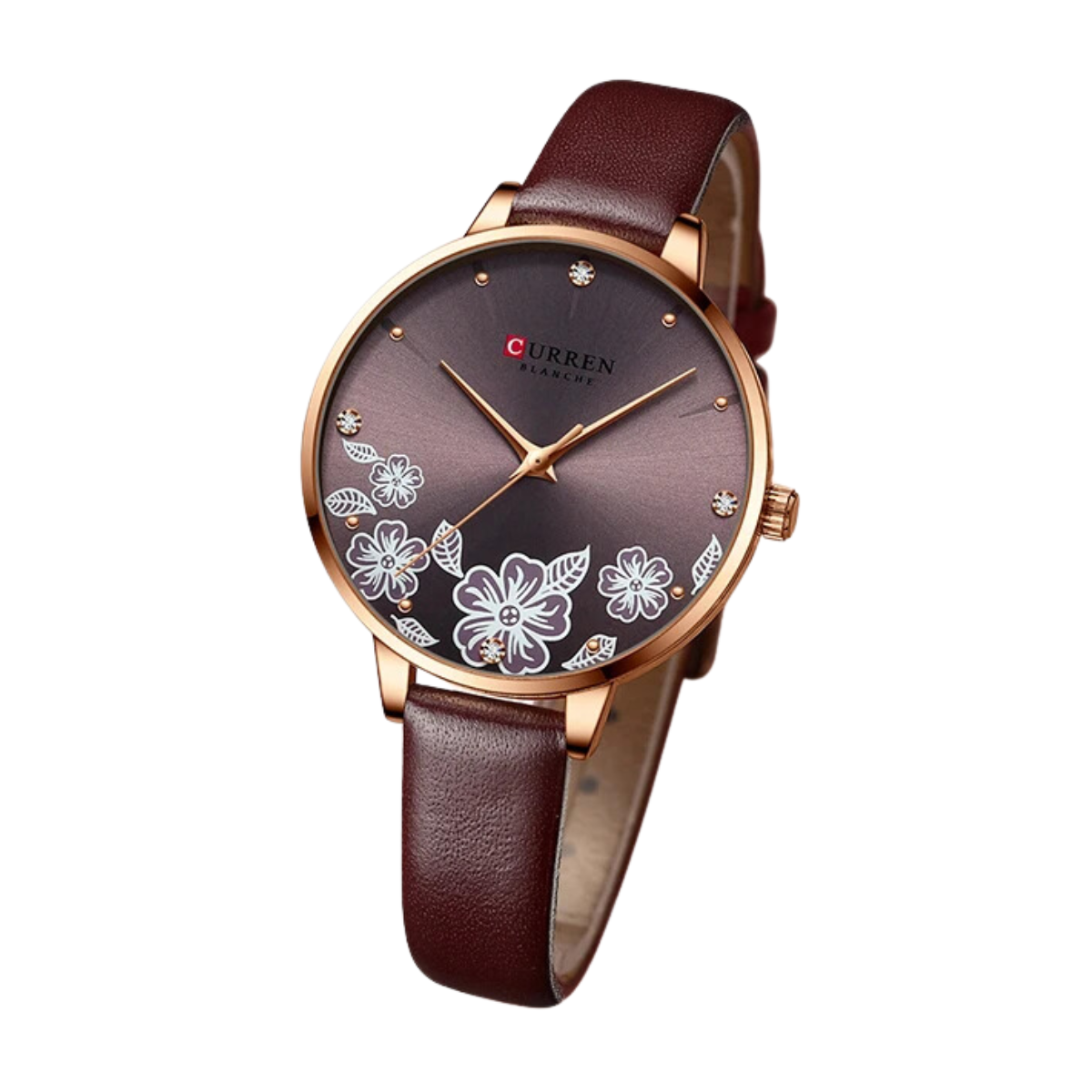 Relógio Feminino Pulseira de Couro Café - Curren 9068B