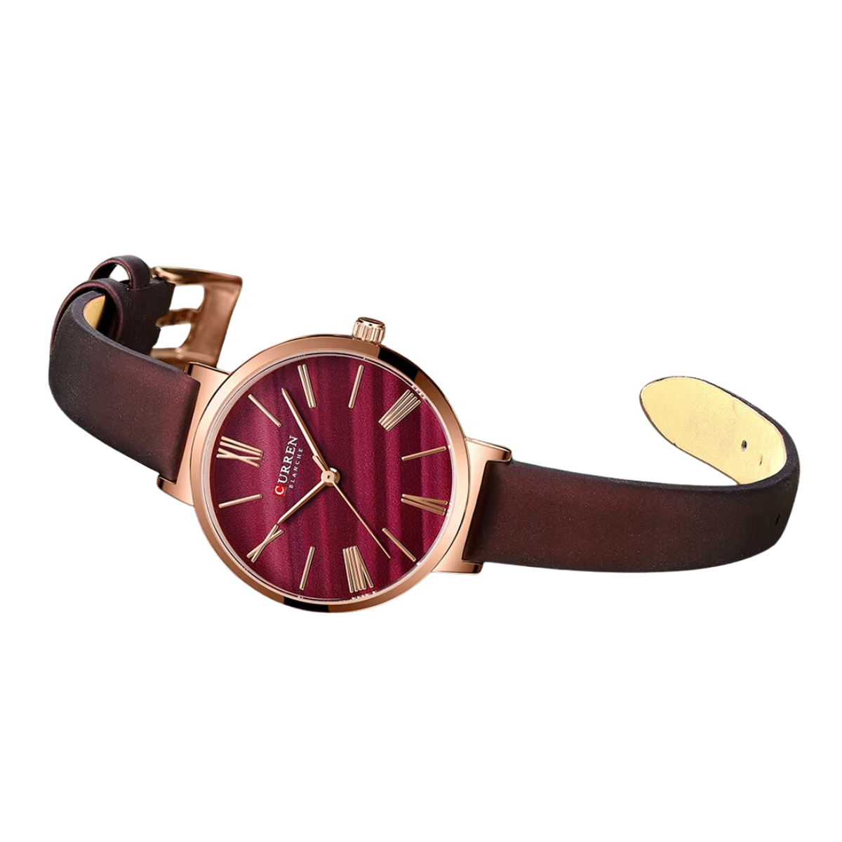 Relógio Feminino Pulseira de Couro Vermelho - Curren 9076