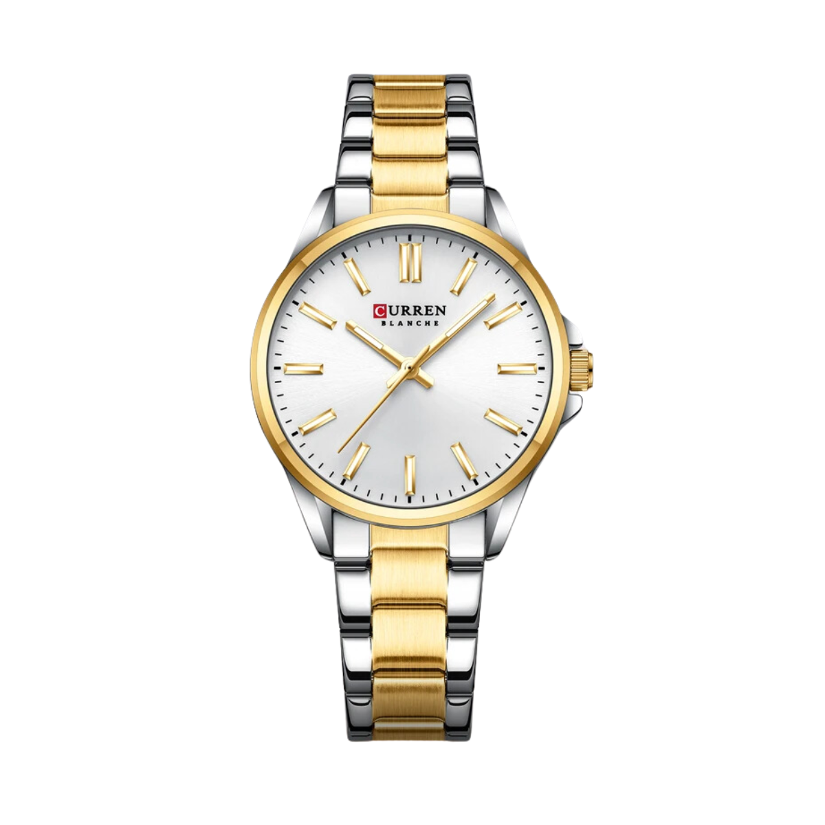 Relógio Feminino de Aço Dourado e Prata - Curren 9090