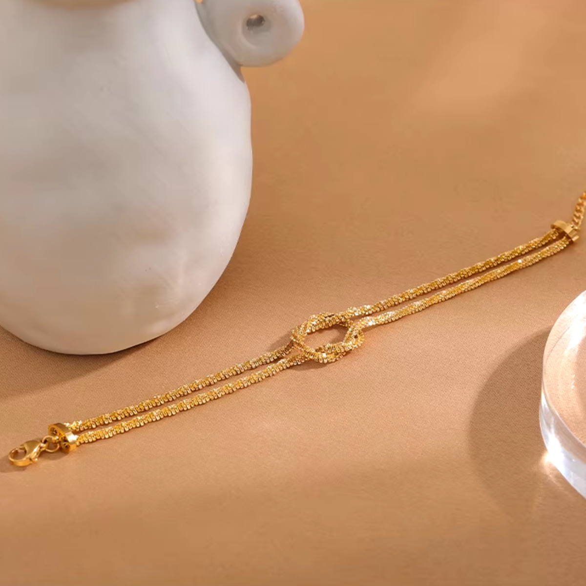 Pulseira Feminina Moir de Aço Banhado à Ouro 18k