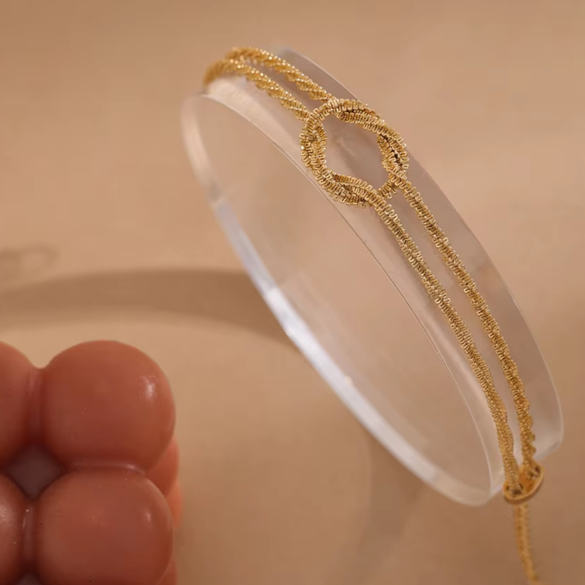 Pulseira Feminina Moir de Aço Banhado à Ouro 18k