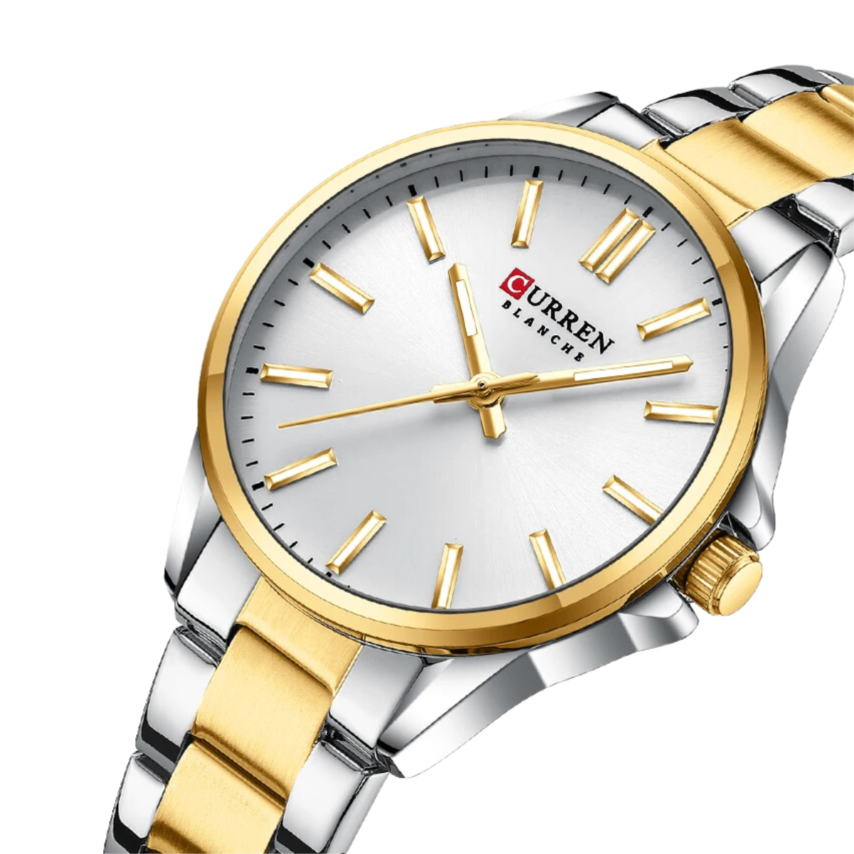 Relógio Feminino de Aço Dourado e Prata - Curren 9090