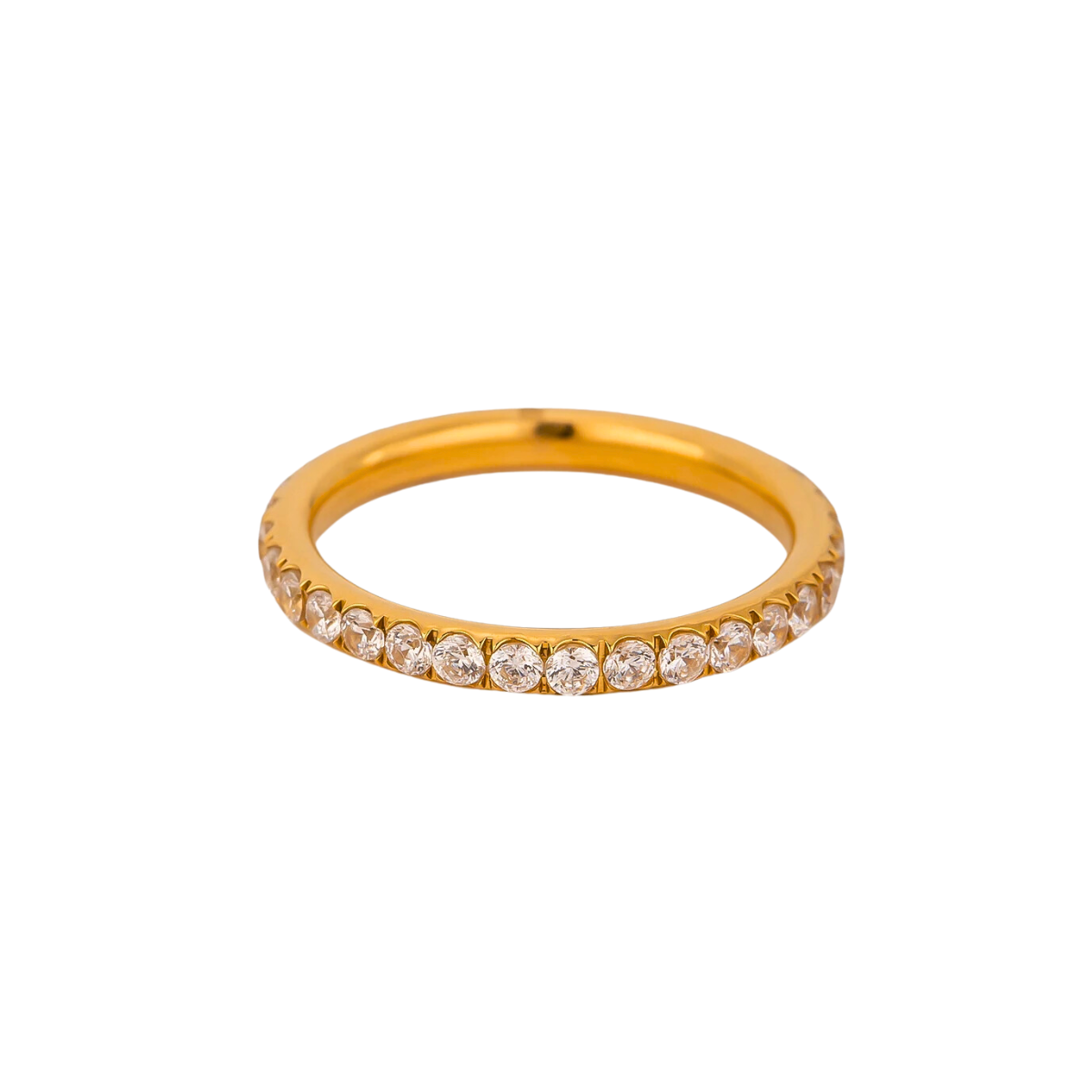 Anel Feminino Shine Cravejado de Zircônia Banhado à Ouro 18k