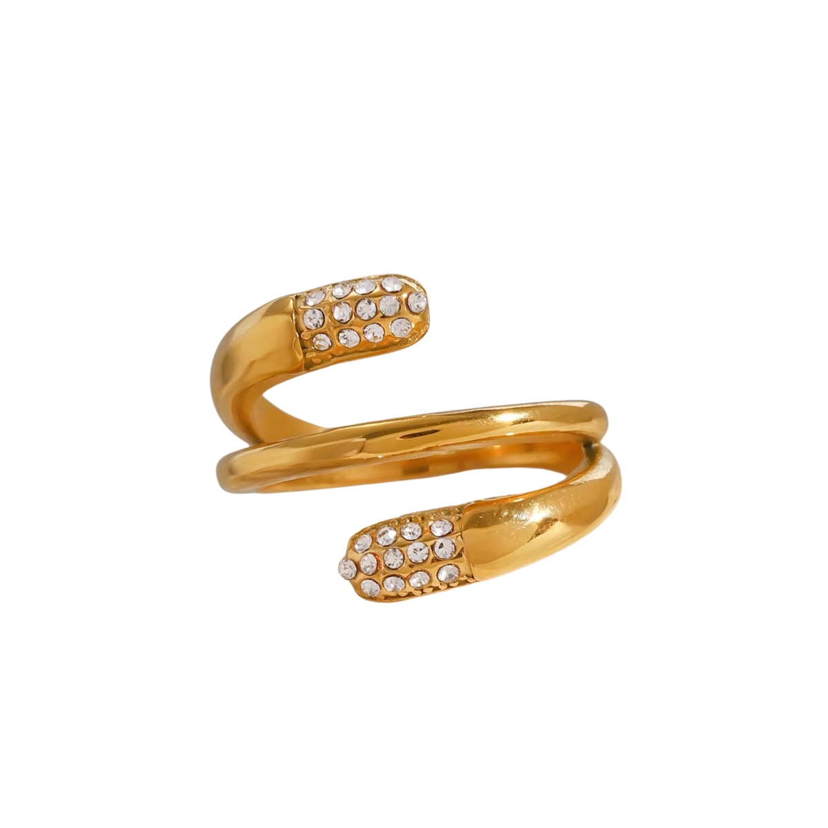 Anel Feminino Mont Ajustável Cravejado de Zircônia Banhado à Ouro 18k