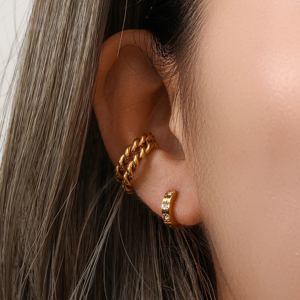 Brinco Feminino Jamie Ear Cuff Banhado à Ouro 18k