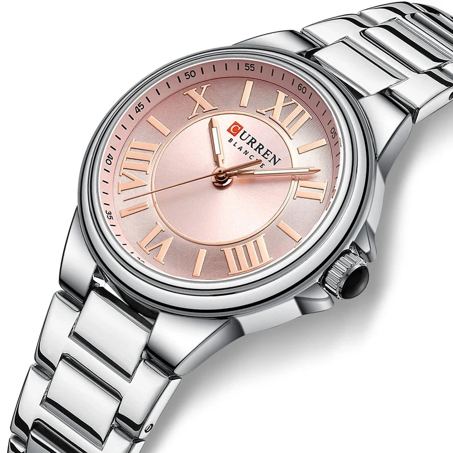 Relógio Feminino Rosa de Aço - Curren 9061B